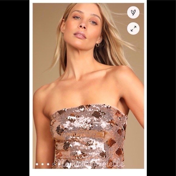 Lulu's Rose Gold Sequin Strapless Bodycon Mini Dress - Picture 9 of 16